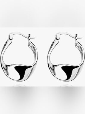 Unique Neiman Marcus Sterling Silver Wavy Hoop earrings